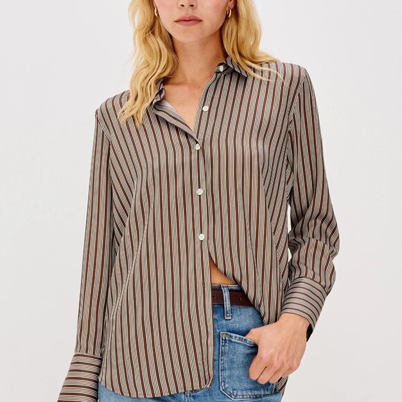 Rails Saige Button down shirt.   Size. Small.  Color: Brown Isle Stripe - Picture 1 of 5